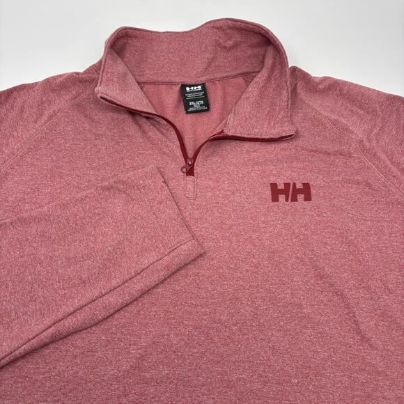Helly Hansen Mens 2XL Red 1/4 Zip Long Sleeve Pullover Sweater - Picture 1 of 7